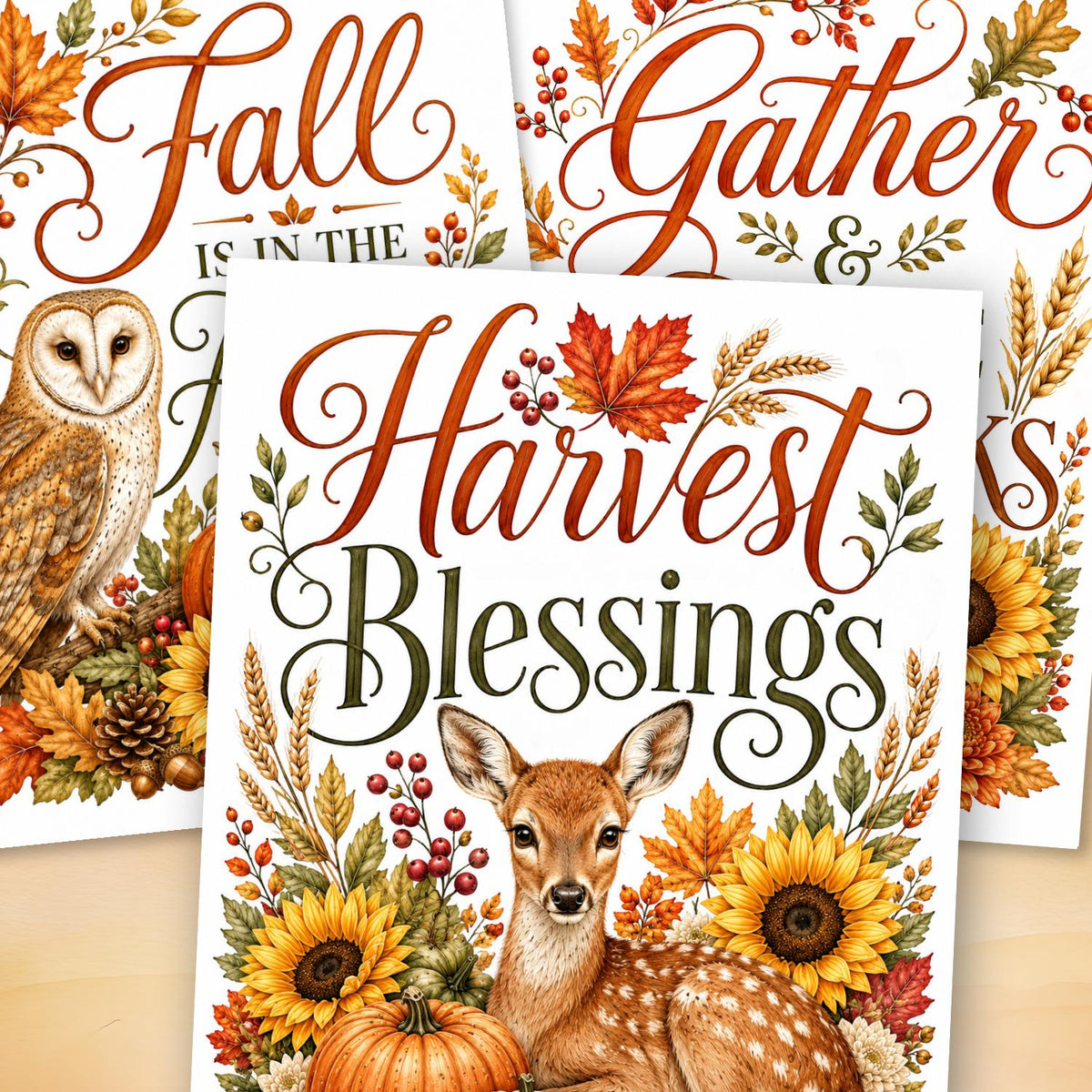Autumn Woodland Blessings Transfer Set-Rub-on Transfer-Essential Stencil