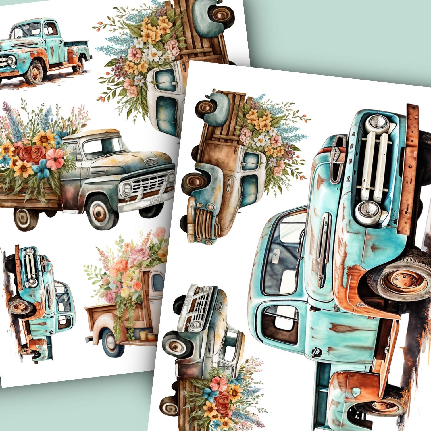 Rustic Vintage Truck Rub-on Transfers - Essential Stencil