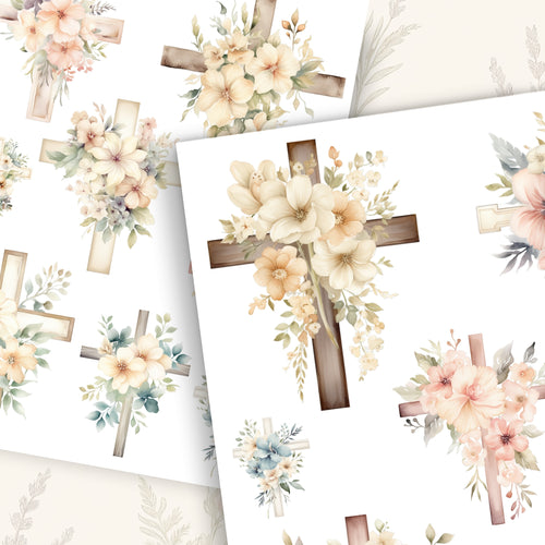 Floral Crosses Rub-On Transfer Set-Rub-on Transfer-Essential Stencil