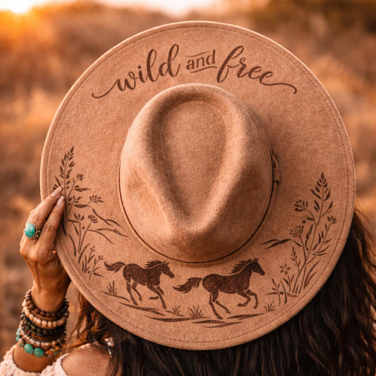 Wild & Free Horses-Hat Stencil-Essential Stencil