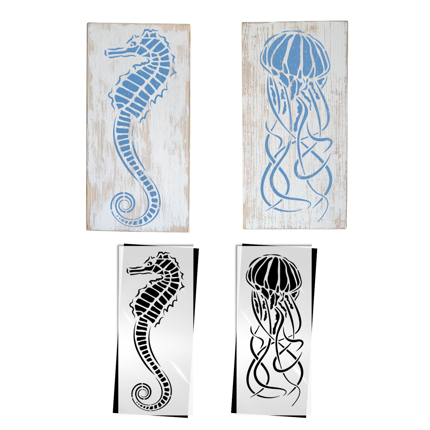 Seahorse & Jellyfish Duo-Stencils & Die Cuts-Essential Stencil