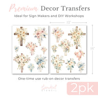Floral Crosses Rub-On Transfer Set-Rub-on Transfer-Essential Stencil