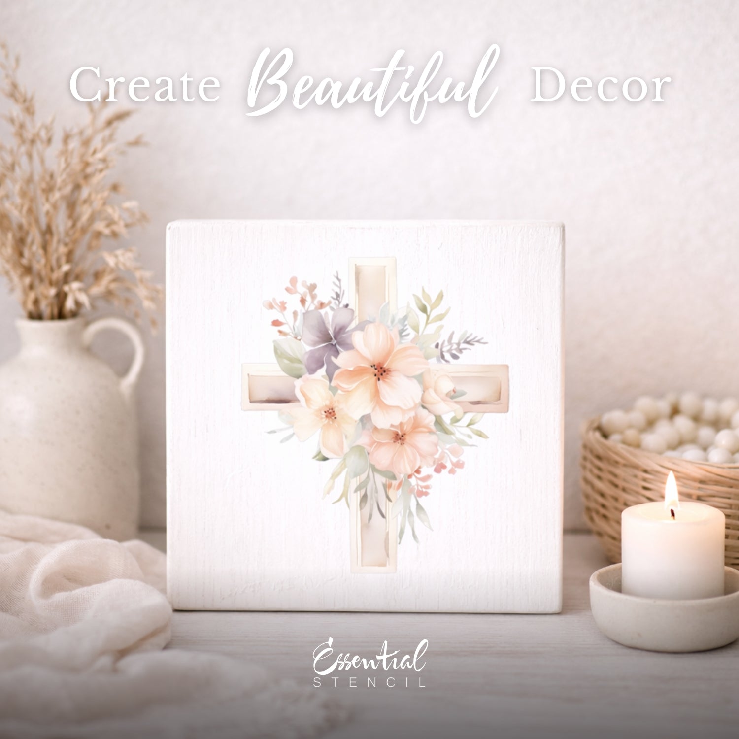 Floral Crosses Rub-On Transfer Set-Rub-on Transfer-Essential Stencil