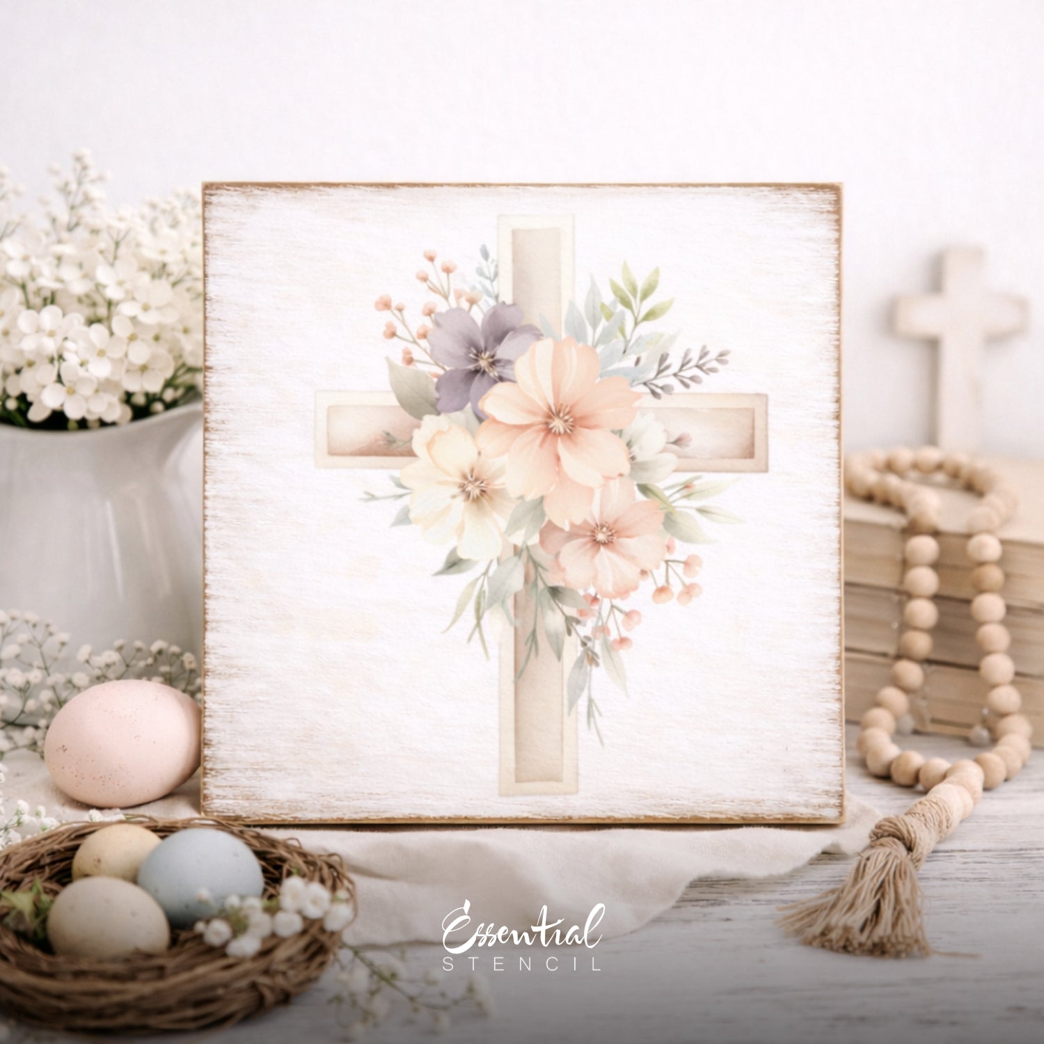 Floral Crosses Rub-On Transfer Set-Rub-on Transfer-Essential Stencil