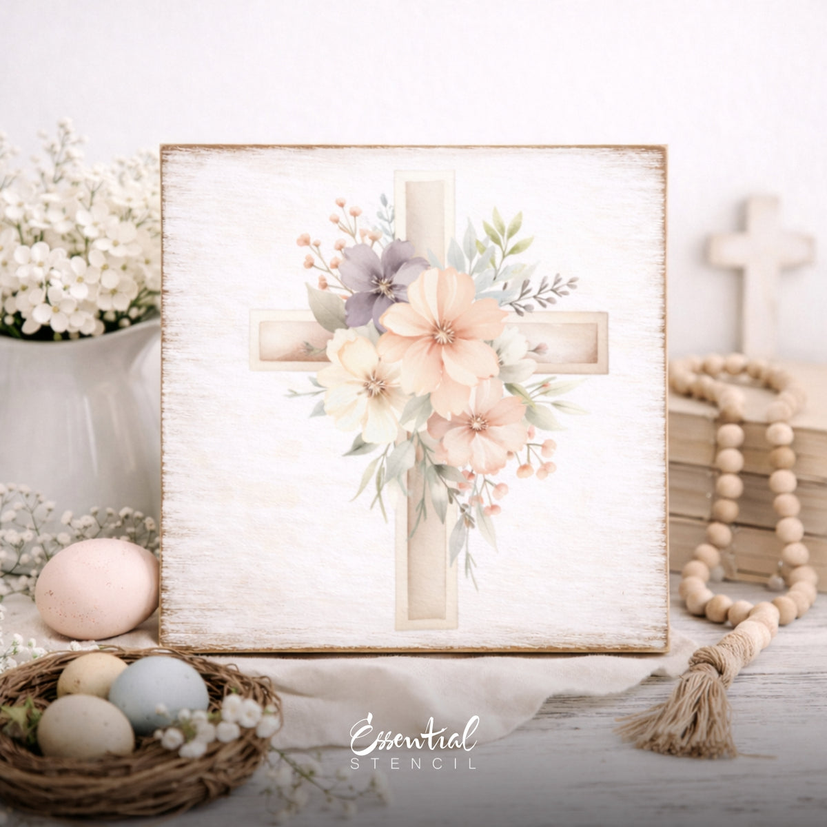 Floral Crosses Rub-On Transfer Set-Rub-on Transfer-Essential Stencil