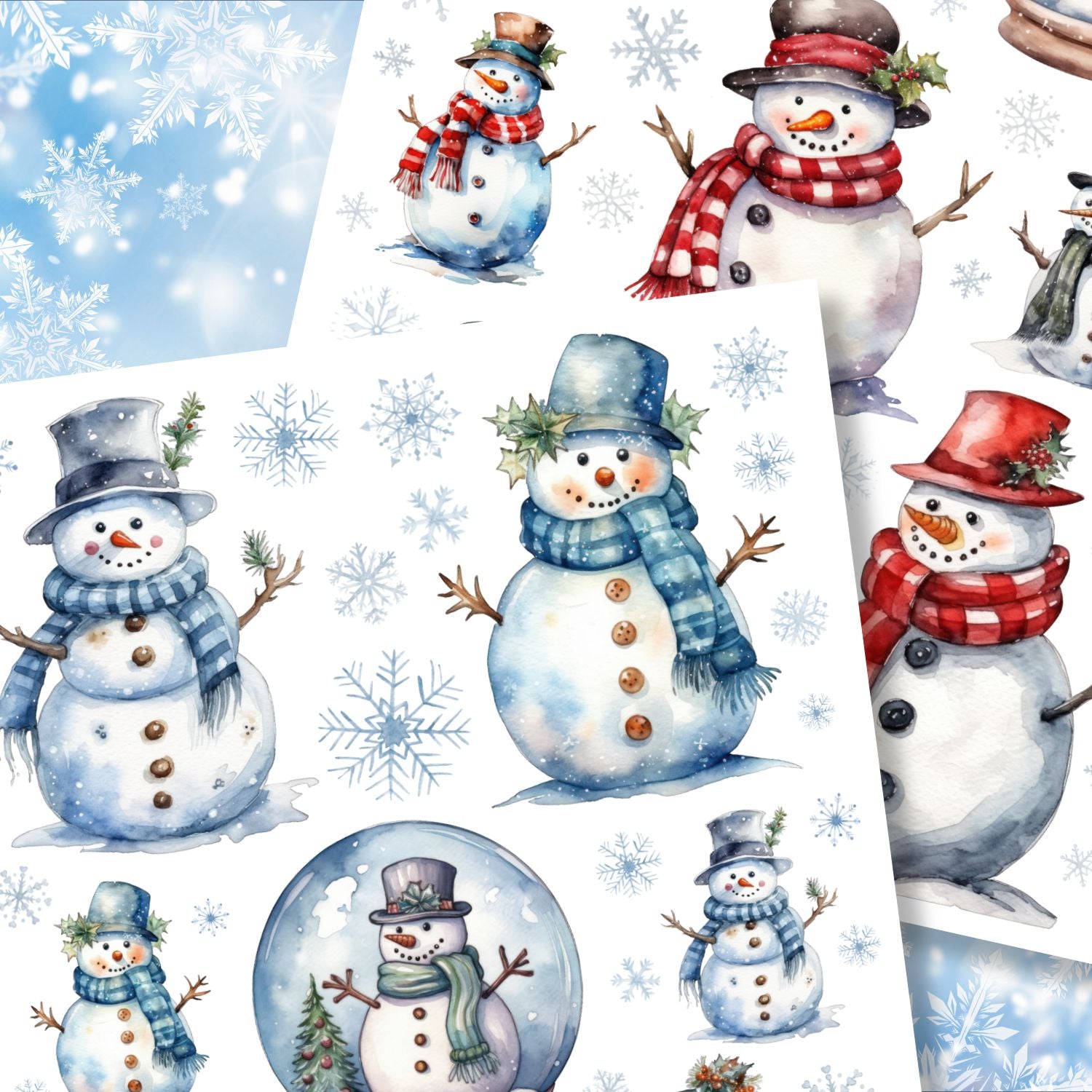 Merry Snowmen Rub-on Transfers-Rub-on Transfer-Essential Stencil