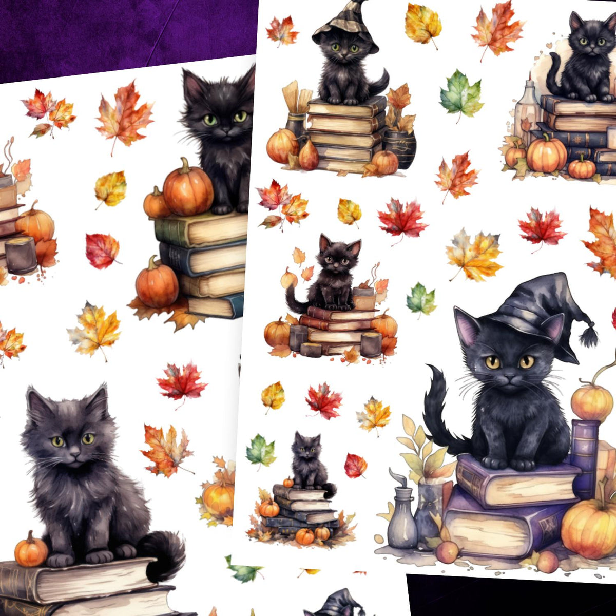 Fall Black Cats Rub-on Transfers-Rub-on Transfer-Essential Stencil
