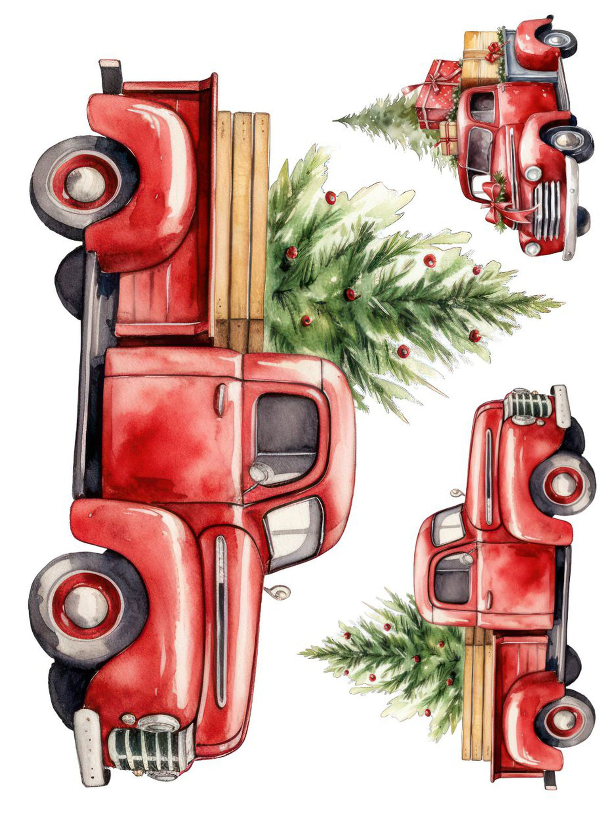 Vintage Christmas Trucks Rub-on Transfer Set-Rub-on Transfer-Essential Stencil