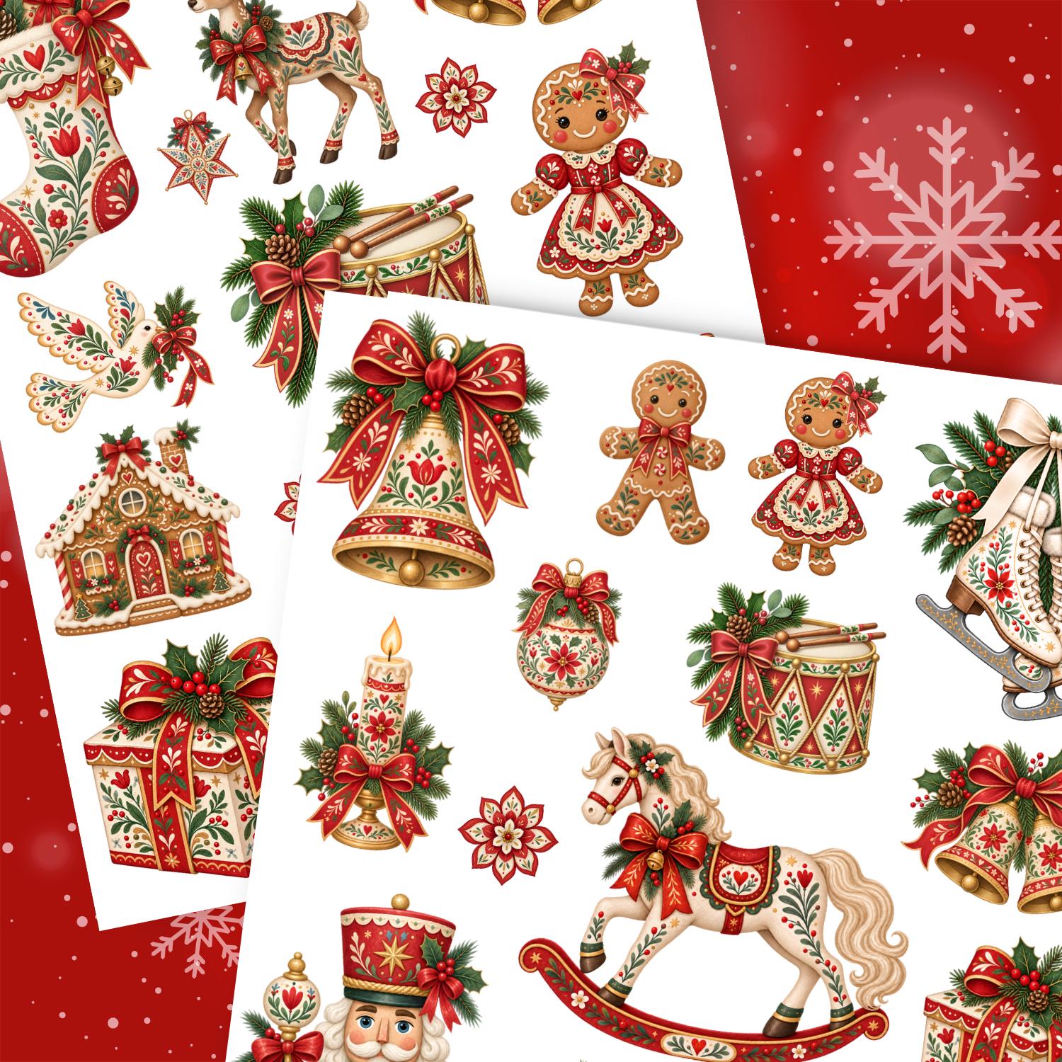 Folk Art Christmas Transfer Set-Rub-on Transfer-Essential Stencil