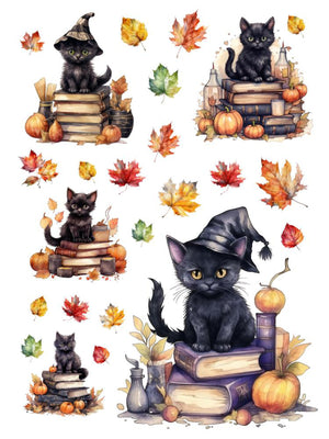 Fall Black Cats Rub-on Transfers-Rub-on Transfer-Essential Stencil