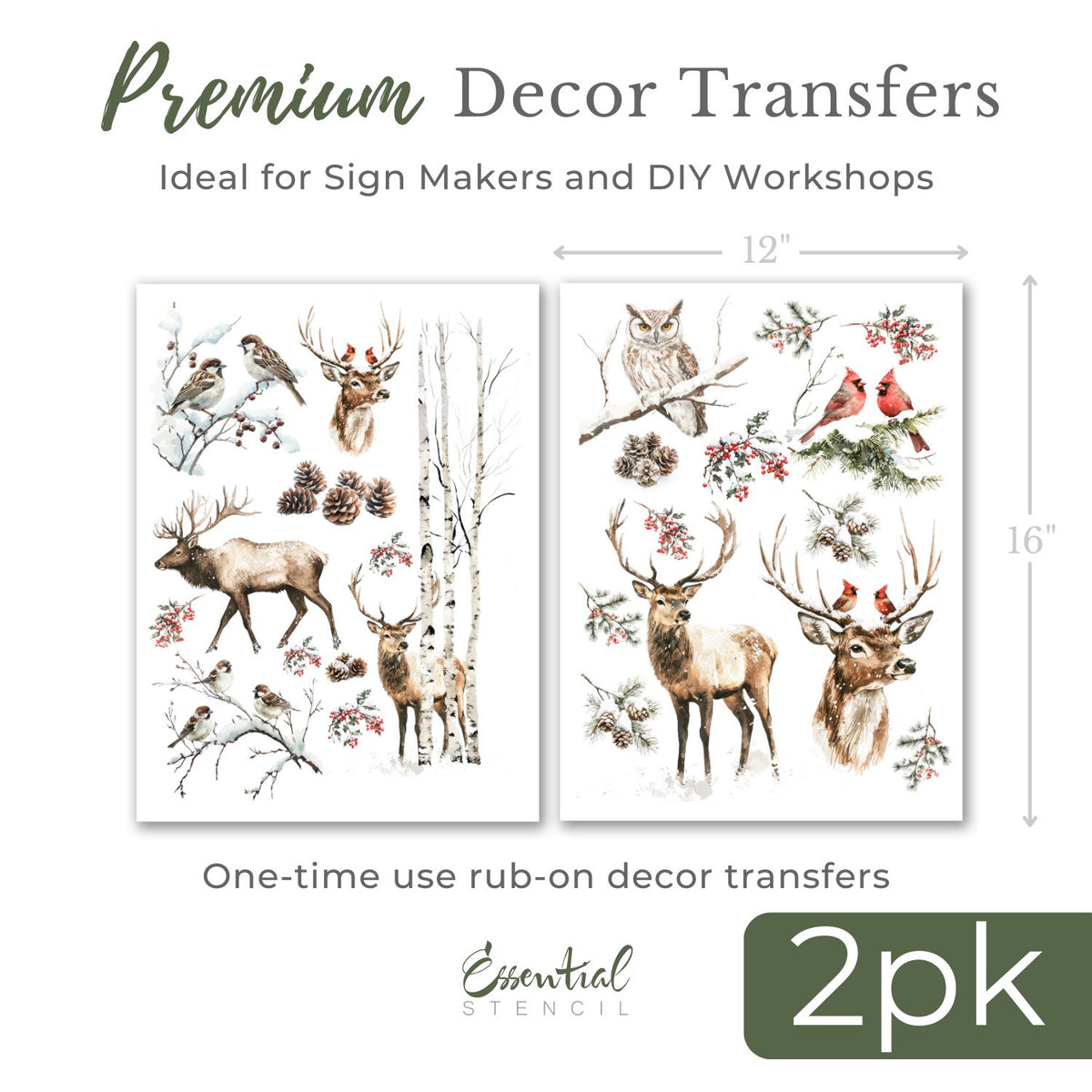 Winter Woodland Friends Rub-on Transfers-Rub-on Transfer-Essential Stencil