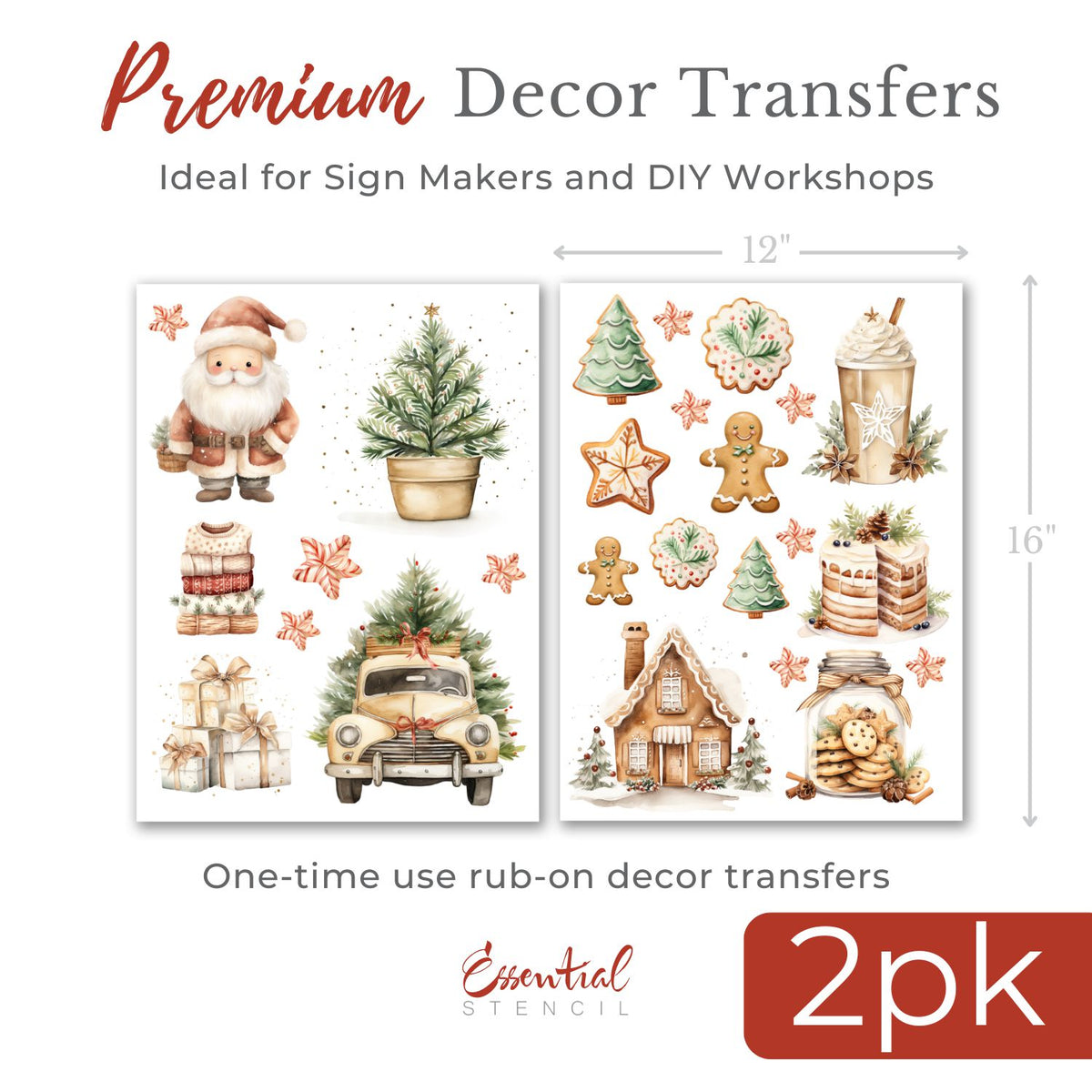 Merry & Sweet Christmas Rub-on Transfer Set-Rub-on Transfer-Essential Stencil