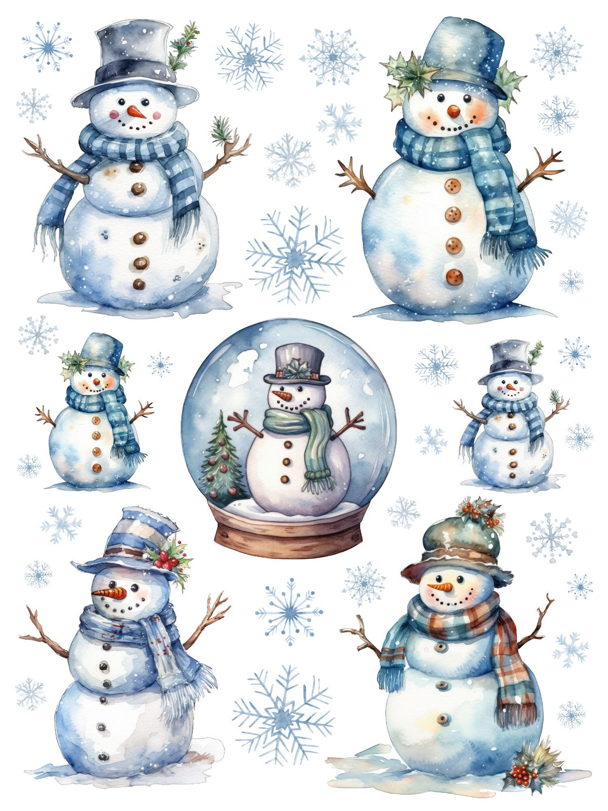 Merry Snowmen Rub-on Transfers-Rub-on Transfer-Essential Stencil