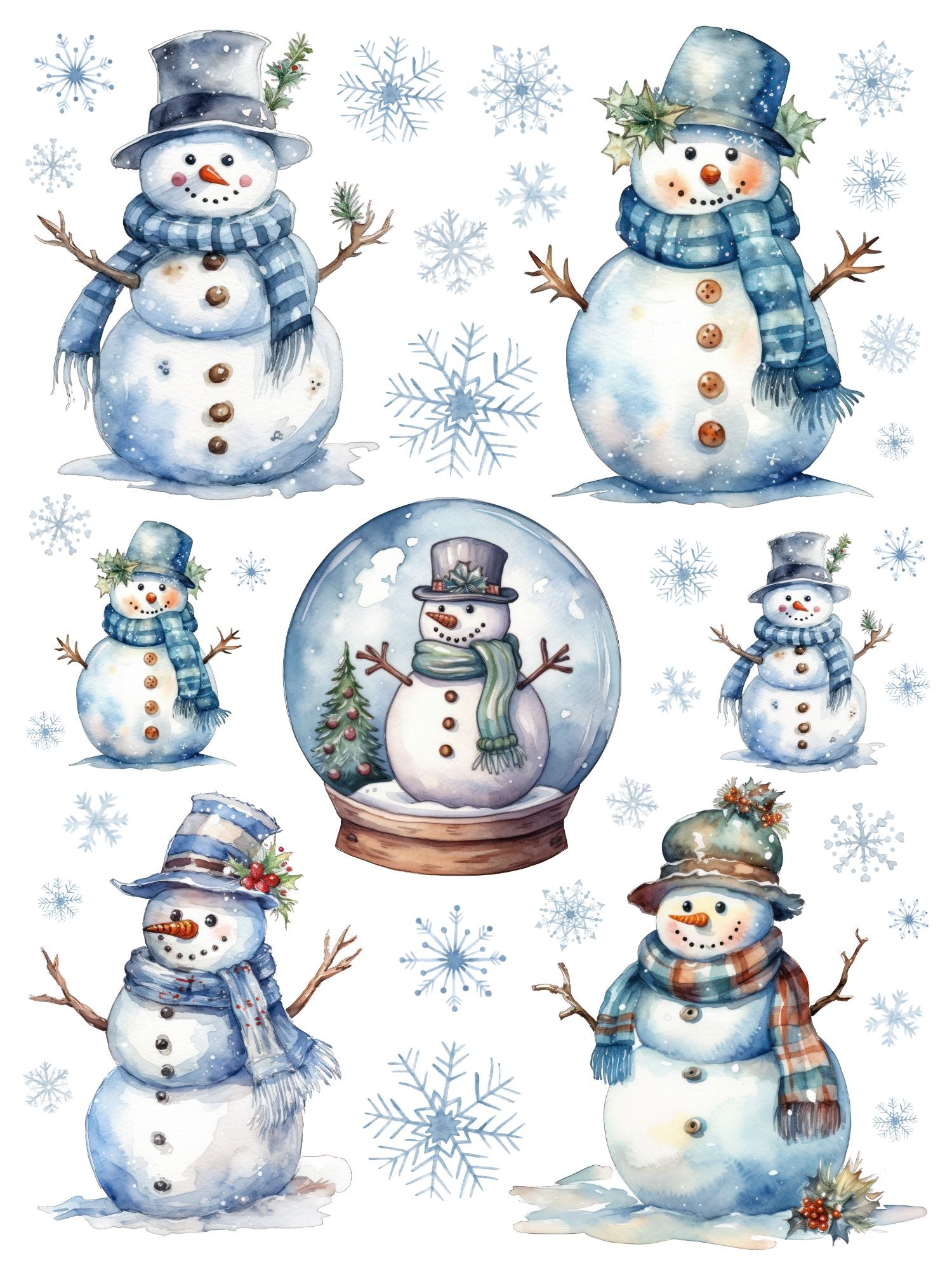 Honoson 20 Sheets Winter Rub on Transfers for Crafts and Furniture Snowman  Snowflake Rub on Transfer Stickers Vintage Winter Gnome Rub on Decals for