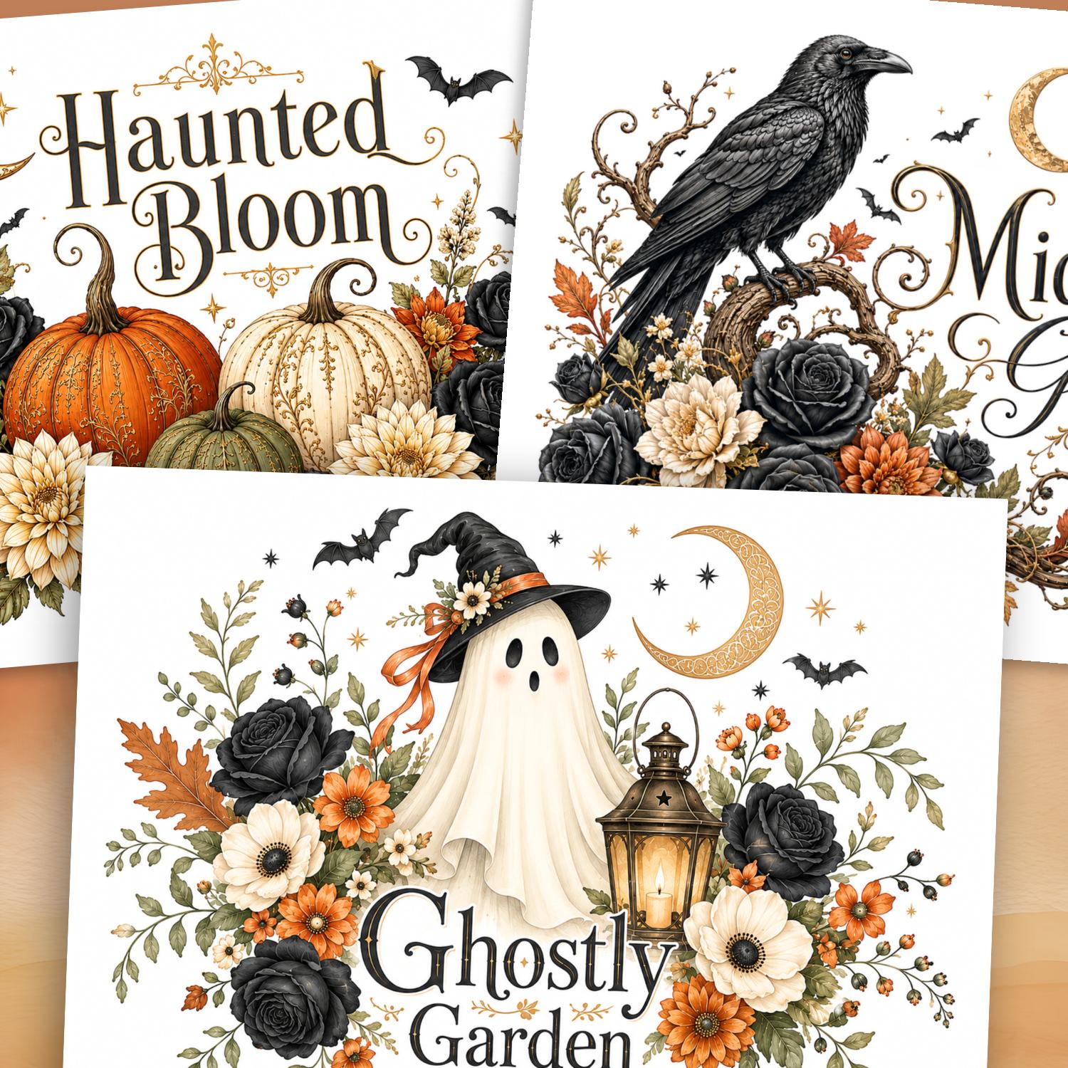 Midnight Garden Halloween Rub on Transfer Set - Essential Stencil