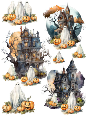 Spooky Haunted House Rub-on Transfer Set-Rub-on Transfer-Essential Stencil