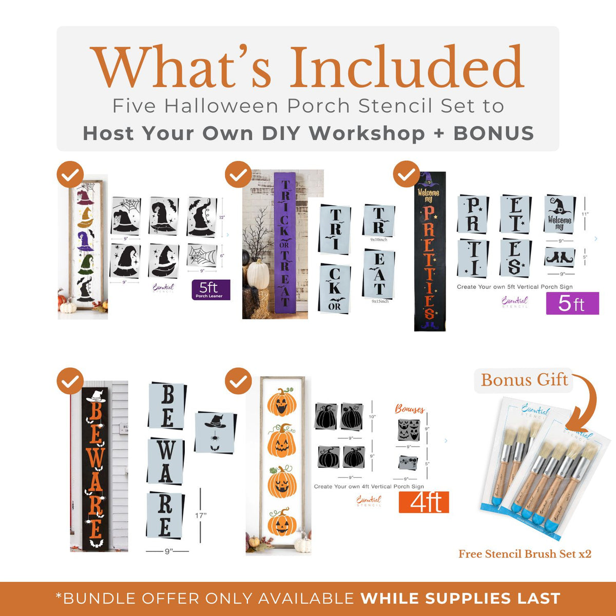 Halloween Porch Sign Workshop Bundle-Bundle-Essential Stencil