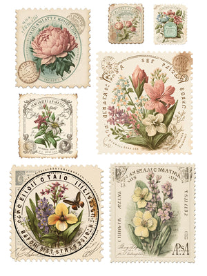 Vintage Spring Stamps Rub-on Transfer-Rub-on Transfer-Essential Stencil