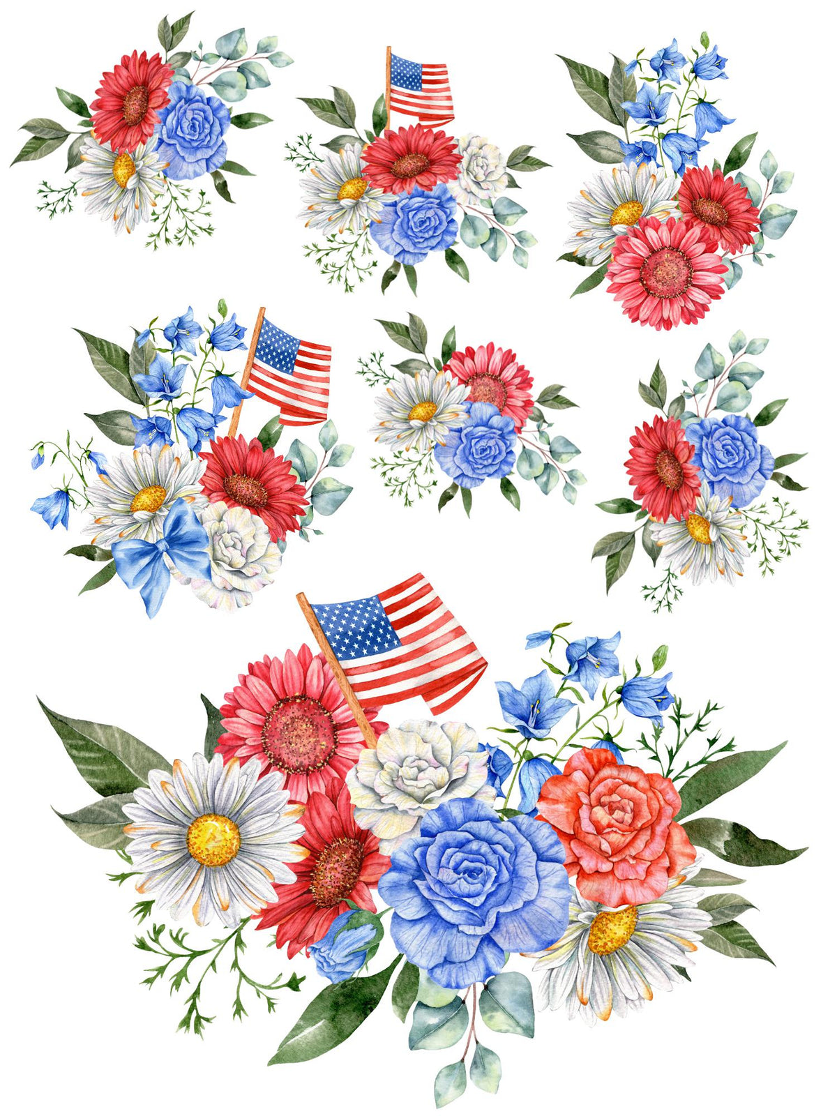Patriotic Florals Rub-on Transfers-Rub-on Transfer-Essential Stencil