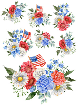Patriotic Florals Rub-on Transfers-Rub-on Transfer-Essential Stencil