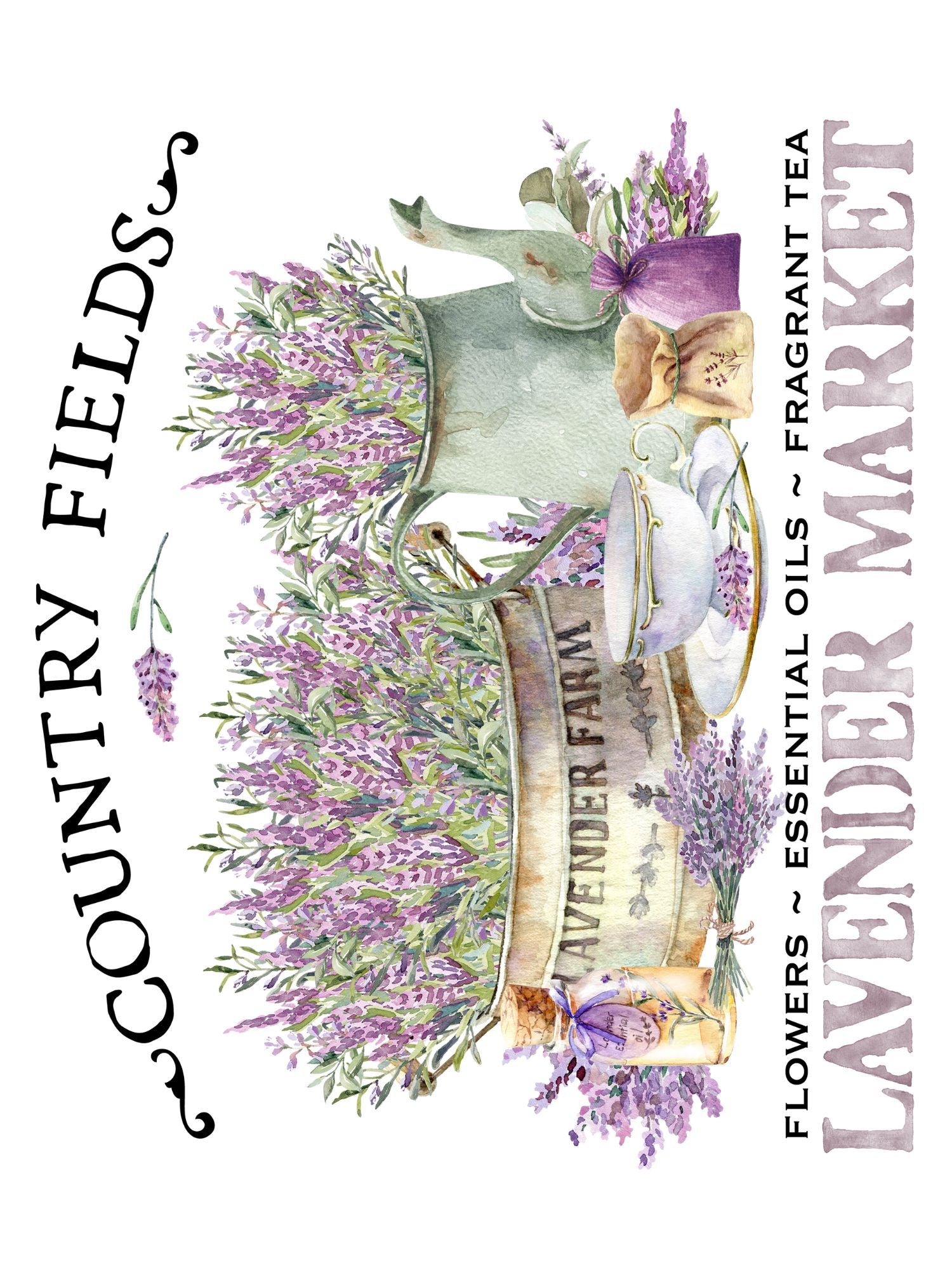 the lavender farm and flower market Lavender Market Rub-on Transfer