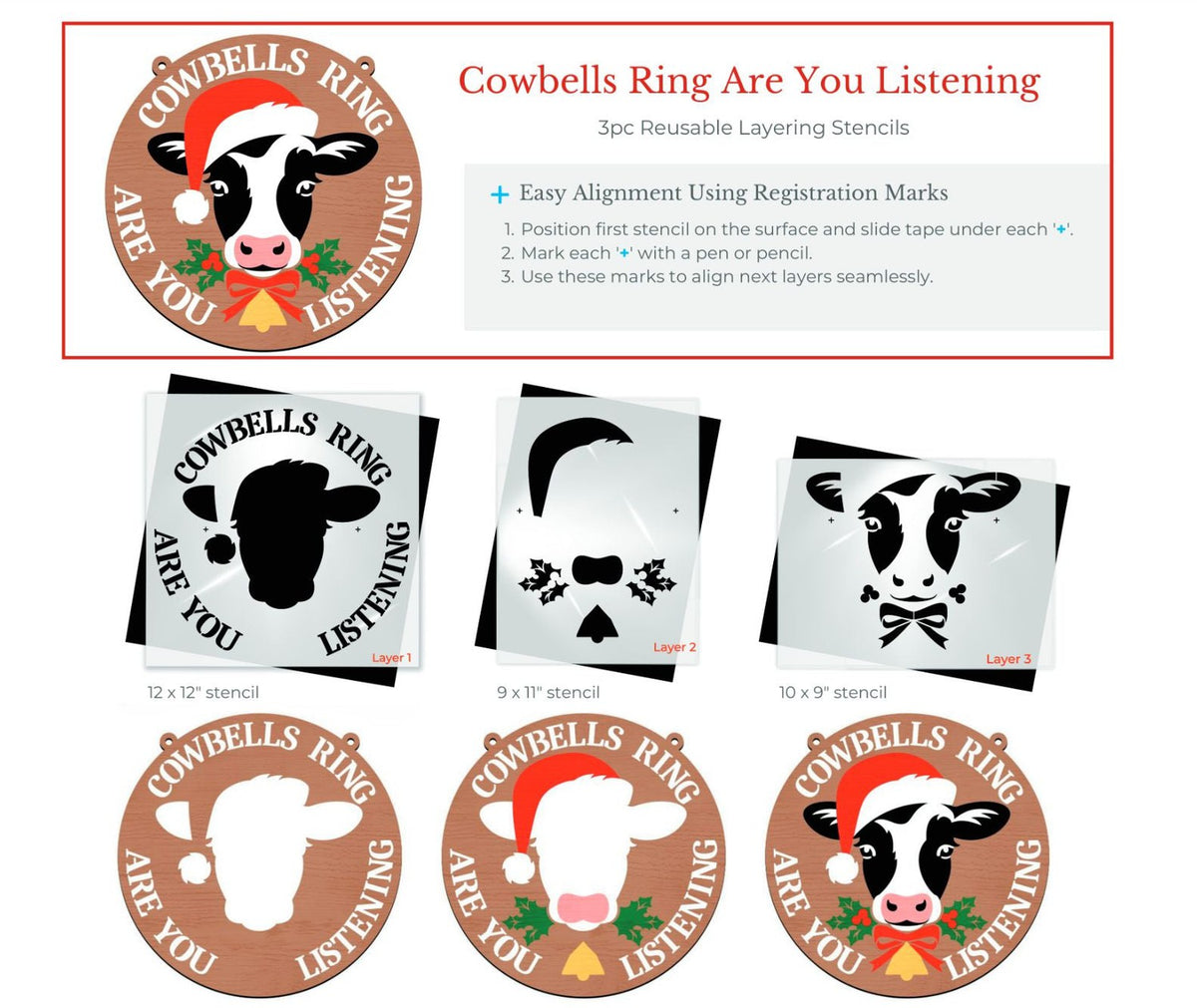 Cowbells Ring Door Layering Stencil-Christmas-Essential Stencil