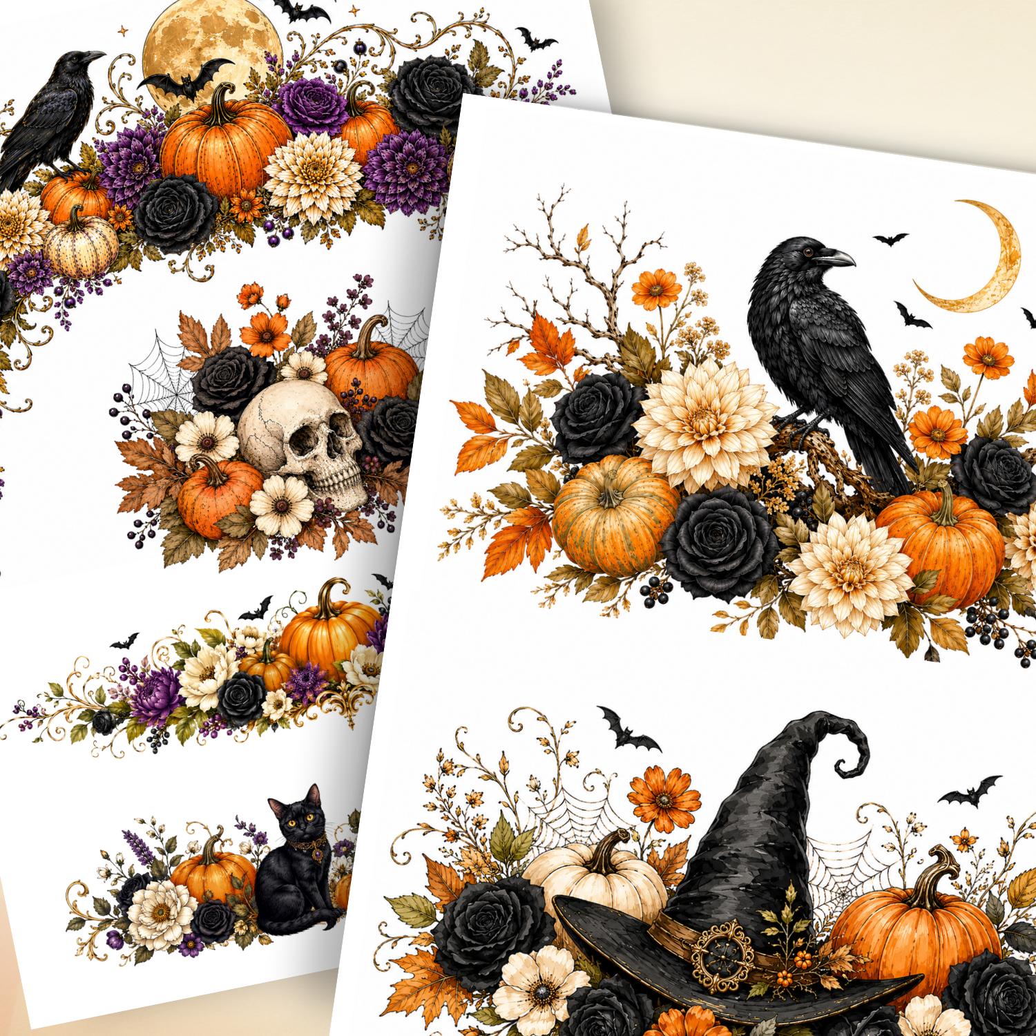Black Rose Garden Transfer Set-Rub-on Transfer-Essential Stencil