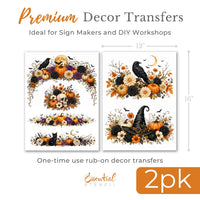 Black Rose Garden Transfer Set-Rub-on Transfer-Essential Stencil