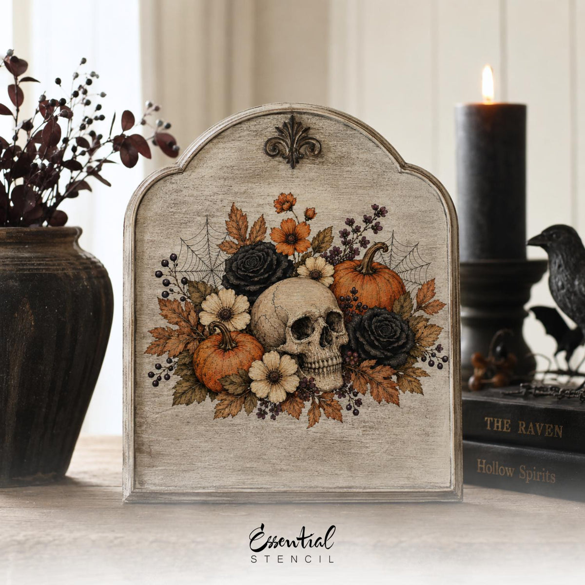 Black Rose Garden Transfer Set-Rub-on Transfer-Essential Stencil