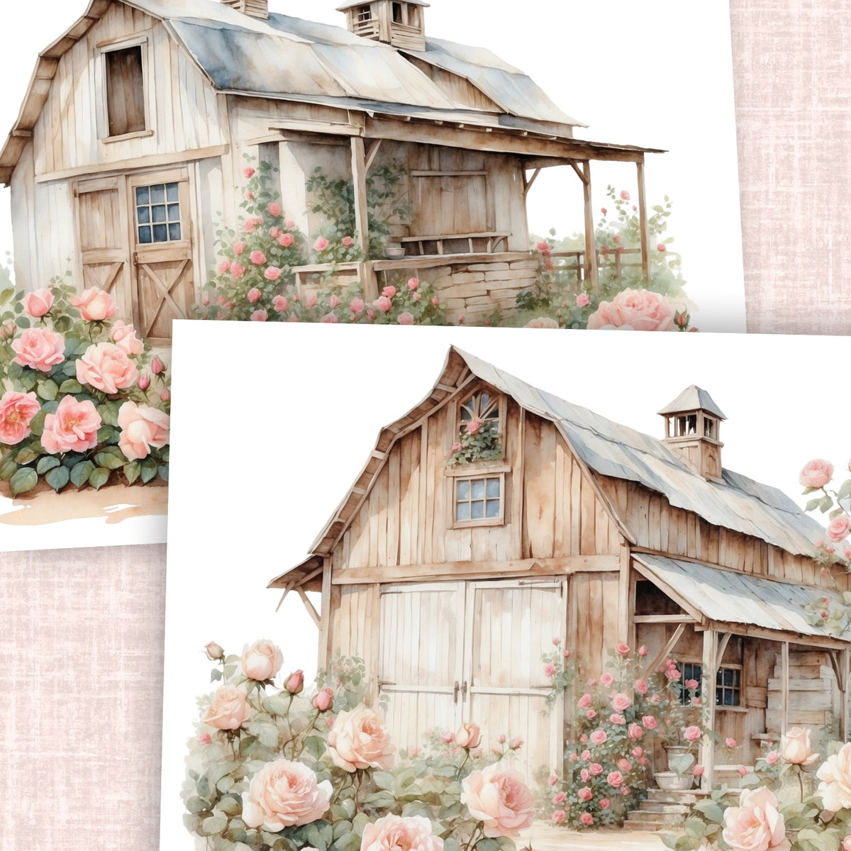 Blush Rose Barns Rub-On Transfer Set-Rub-on Transfer-Essential Stencil