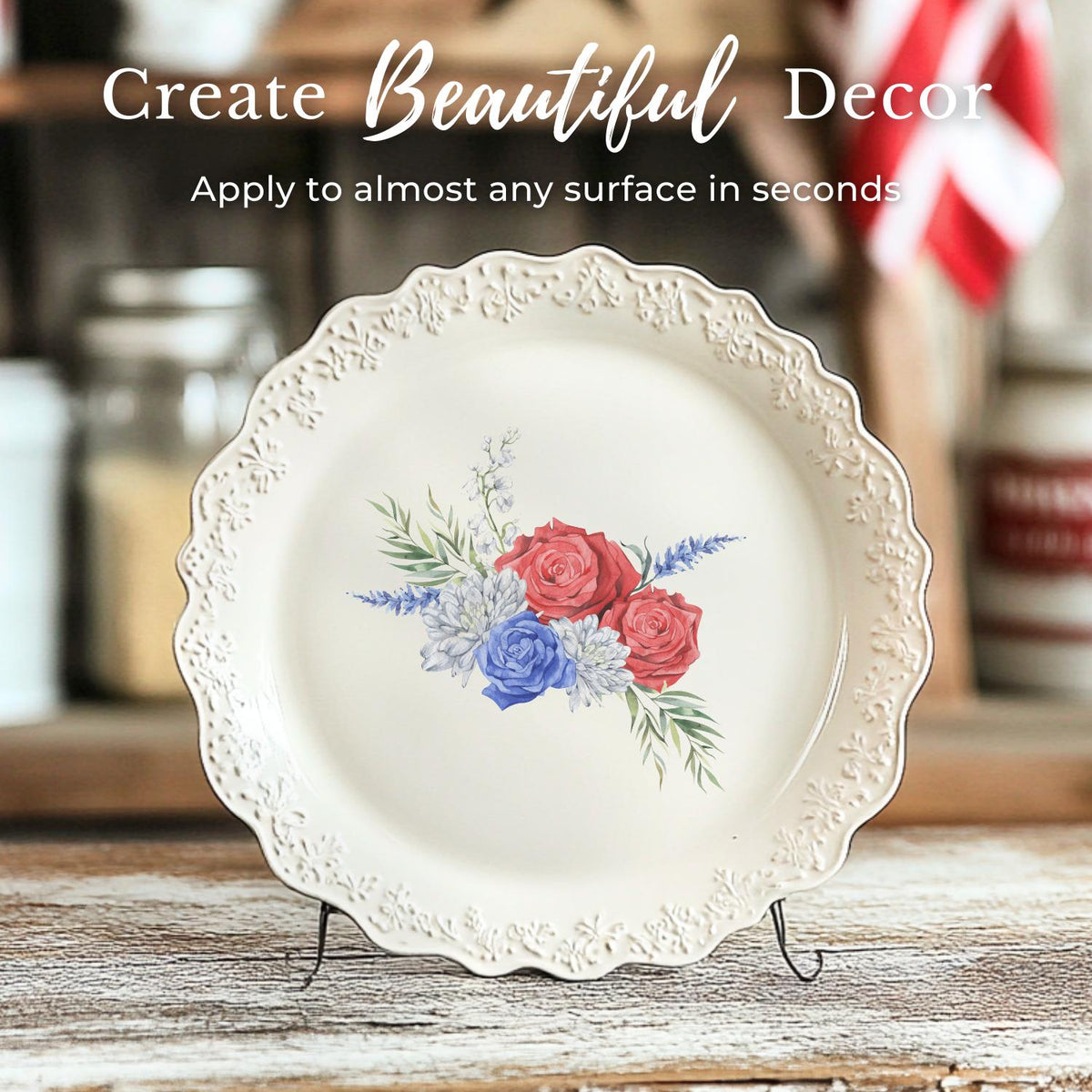 All American Blossoms Rub-on Transfer Set-Rub-on Transfer-Essential Stencil