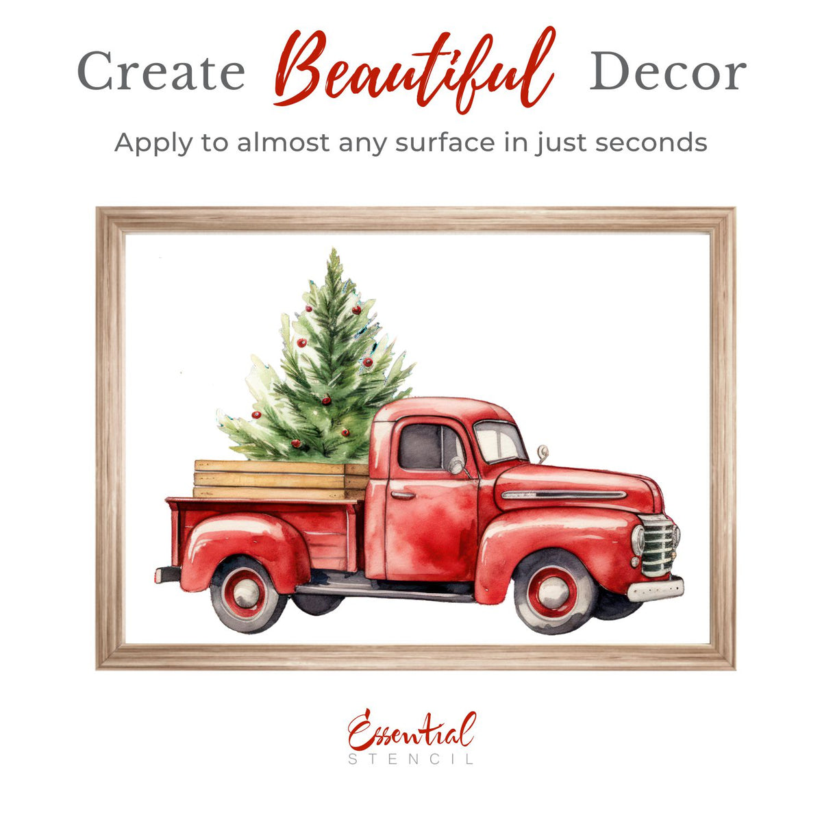 Vintage Christmas Trucks Rub-on Transfer Set-Rub-on Transfer-Essential Stencil