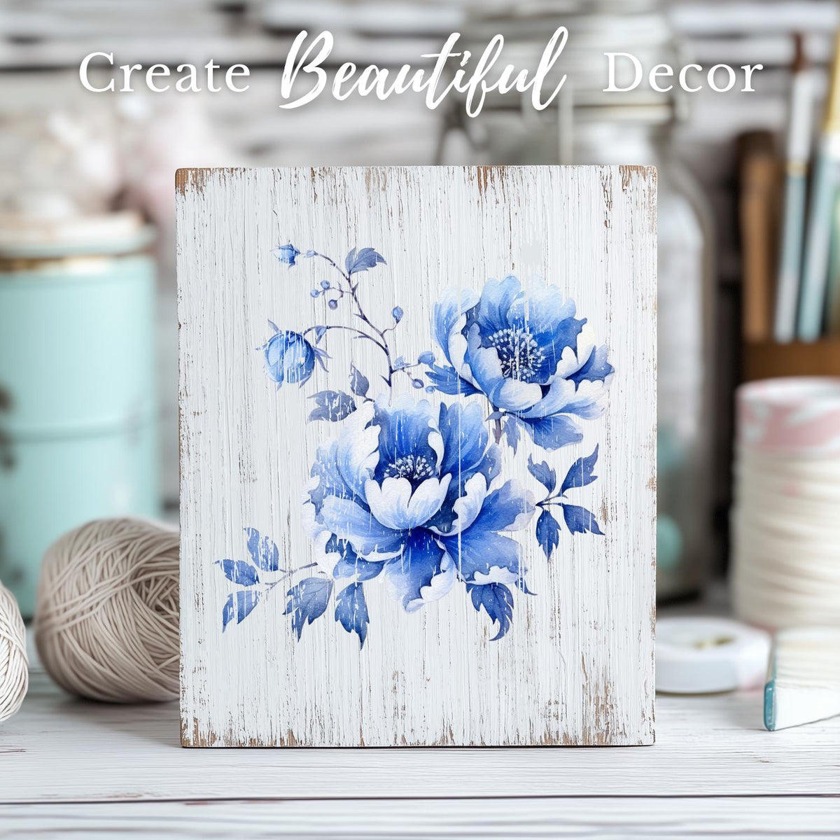 Chinoiserie Vase & Flower Rub-on Transfer Set-Rub-on Transfer-Essential Stencil