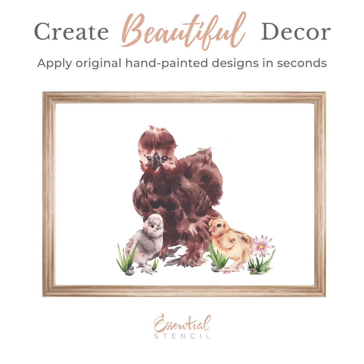 Silkie Chicken Rub-on Transfers-Rub-on Transfer-Essential Stencil