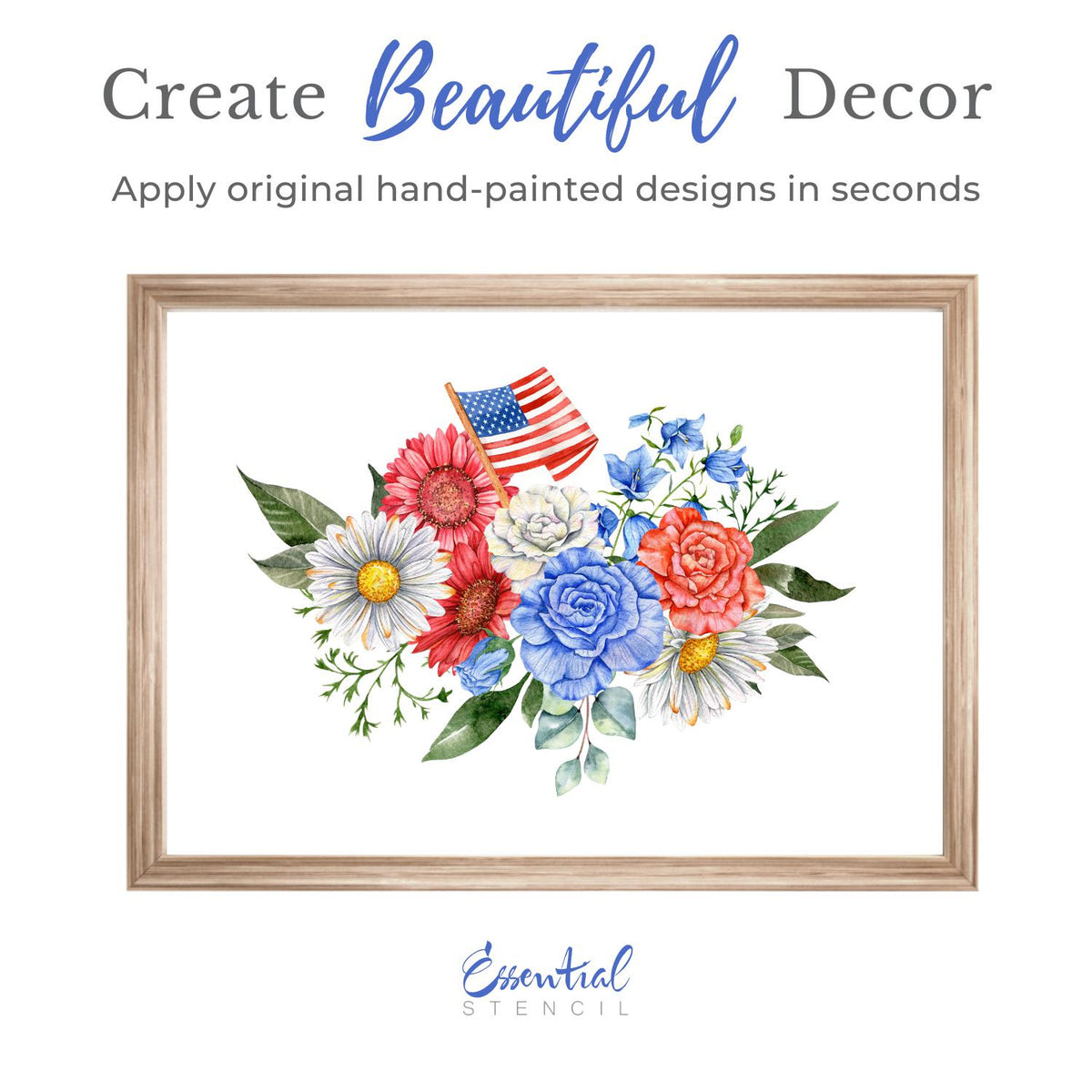 Patriotic Florals Rub-on Transfers-Rub-on Transfer-Essential Stencil