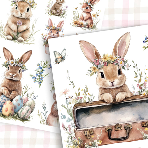 Wildflower Bunnies Rub-On Transfer Set-Rub-on Transfer-Essential Stencil