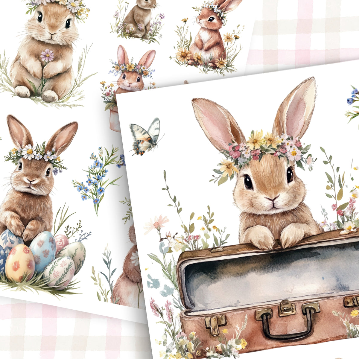 Wildflower Bunnies Rub-On Transfer Set-Rub-on Transfer-Essential Stencil