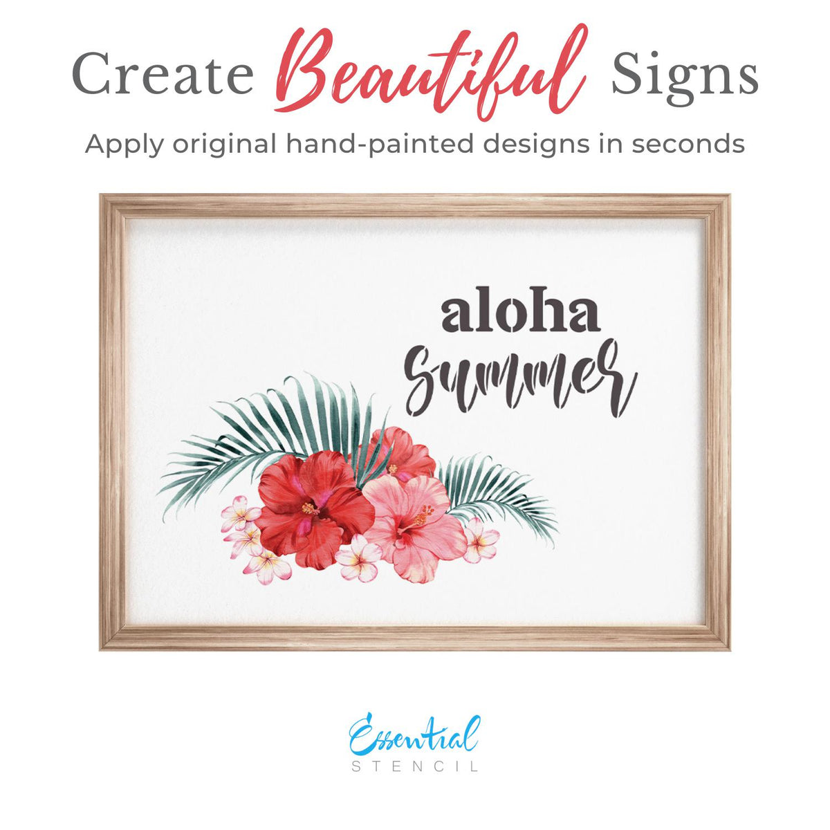 Hibiscus & Palm Leaves Rub-on Transfer-Rub-on Transfer-Essential Stencil