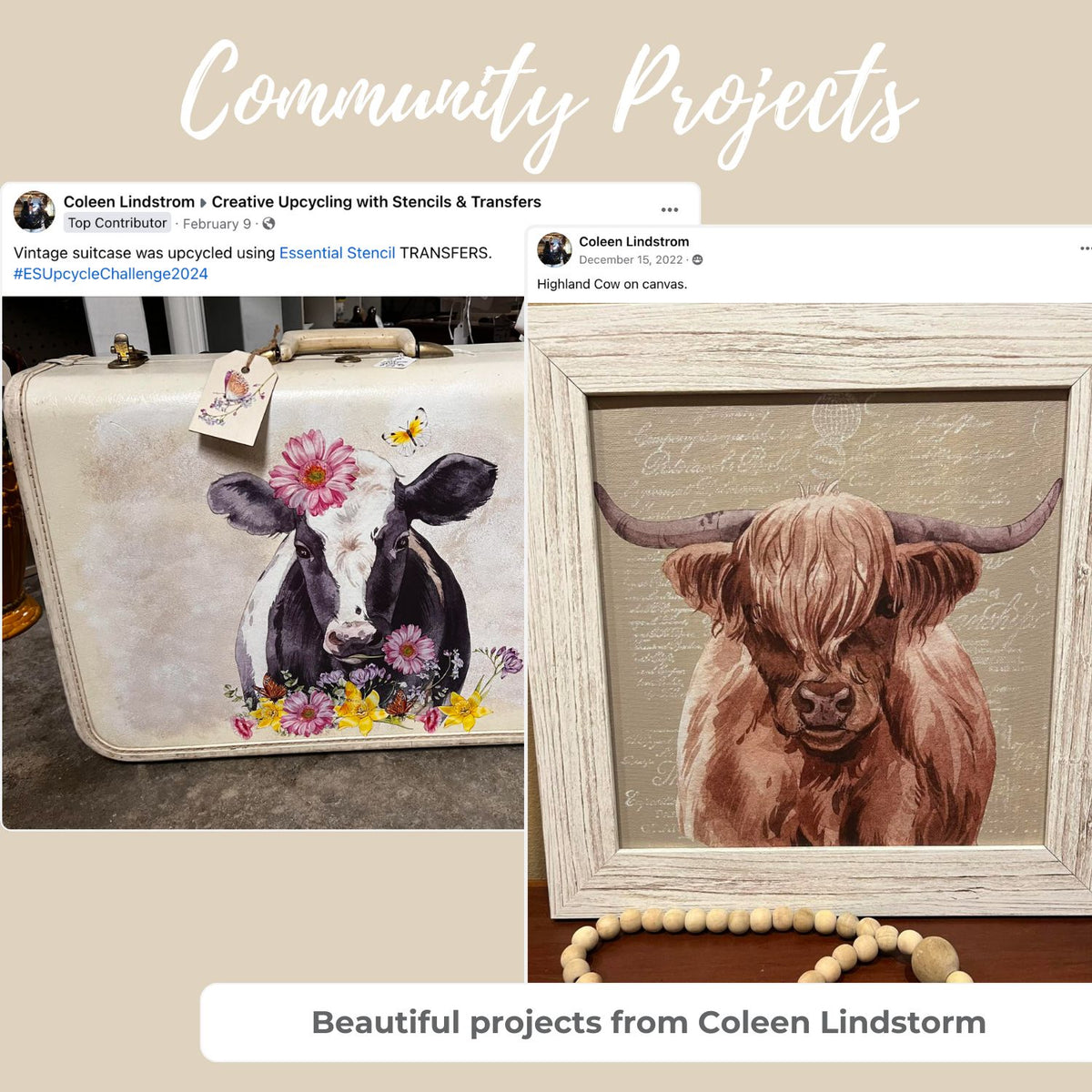 Large Highland and Holstein Cow Rub-on Transfer Set-Rub-on Transfer-Essential Stencil