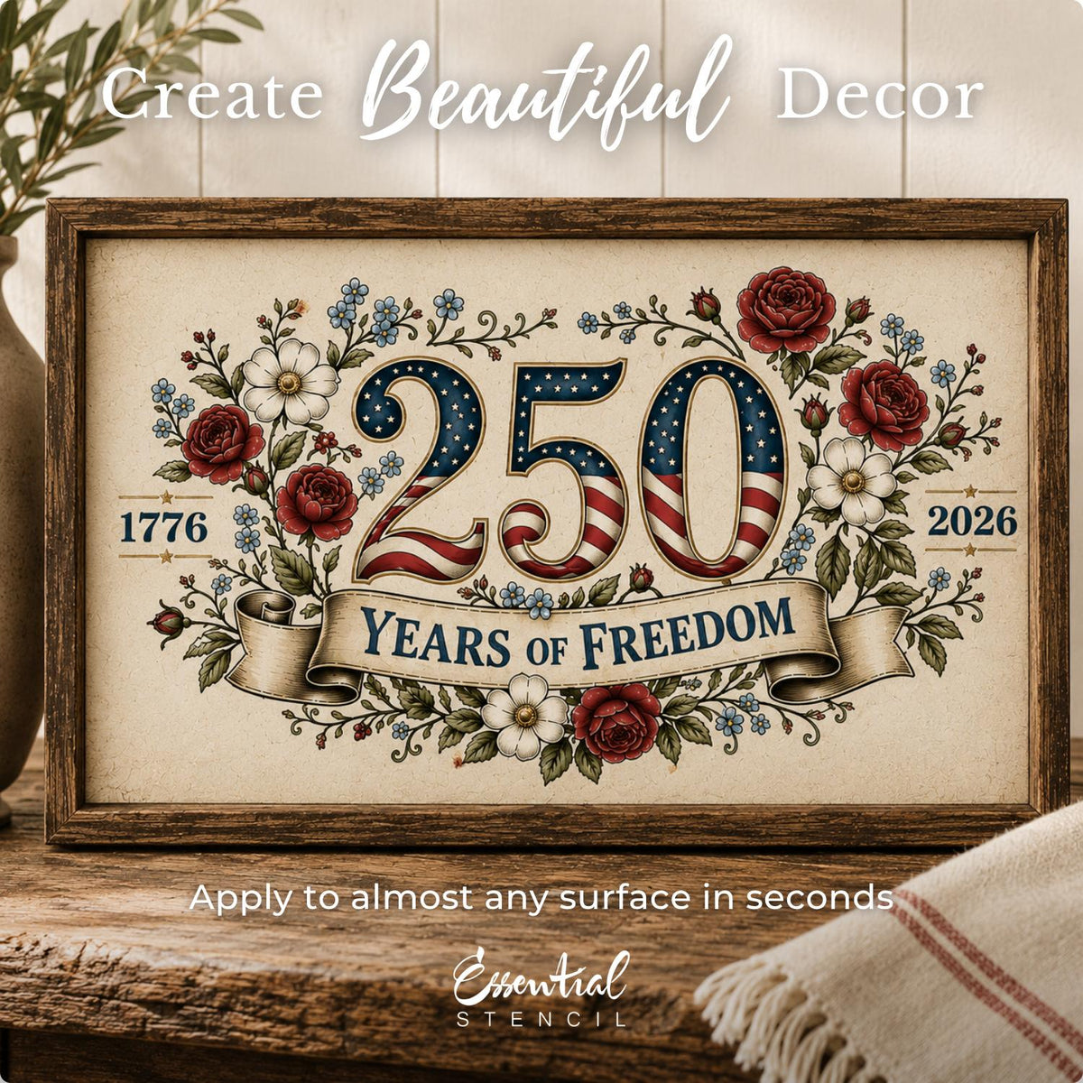 America's Semiquincentennial-Rub-on Transfer-Essential Stencil