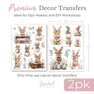 Wildflower Bunnies Rub-On Transfer Set-Rub-on Transfer-Essential Stencil