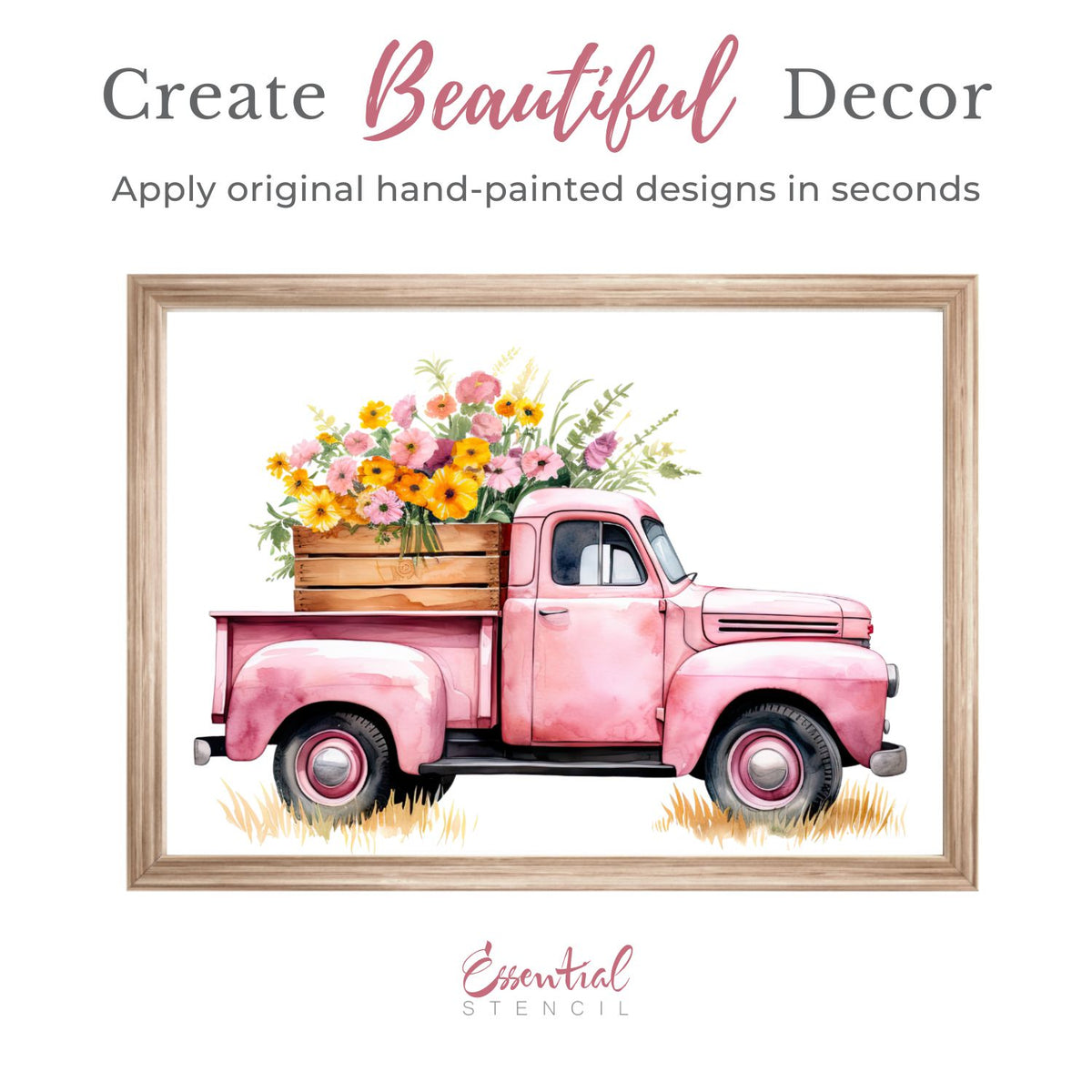 Spring Vintage Trucks Rub-on Transfer-Rub-on Transfer-Essential Stencil