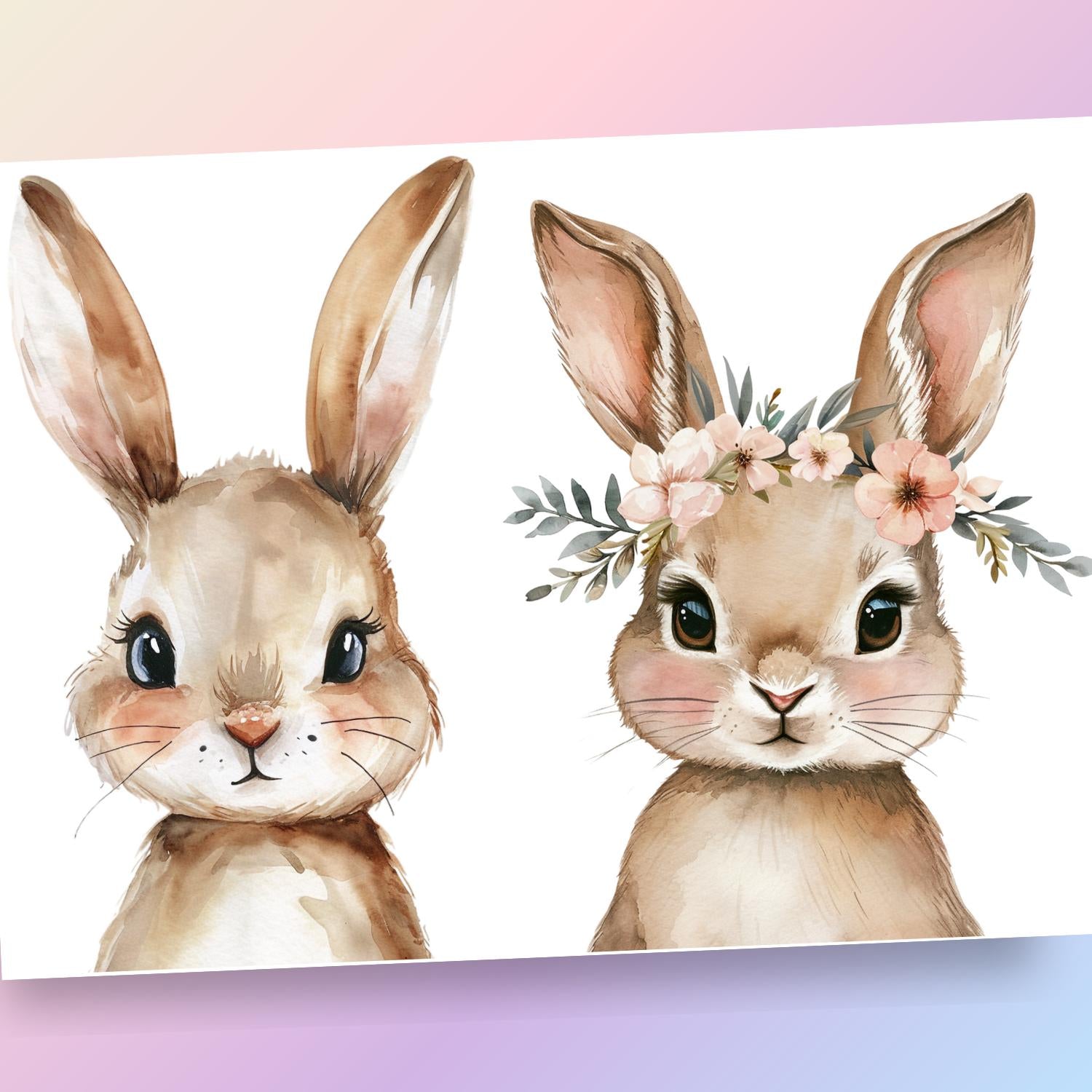 Bunny Portraits Rub-on Transfer-Rub-on Transfer-Essential Stencil