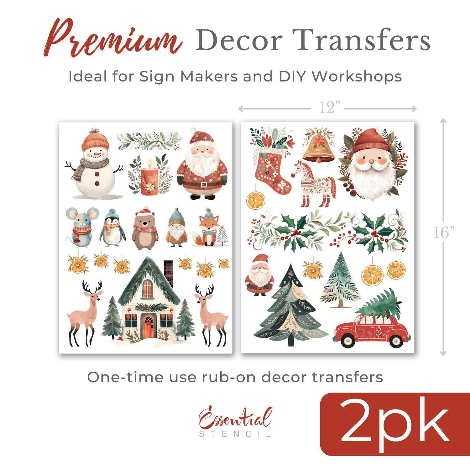 Christmas 2025 Rub-on Transfer Bundle-Rub-on Transfer-Essential Stencil