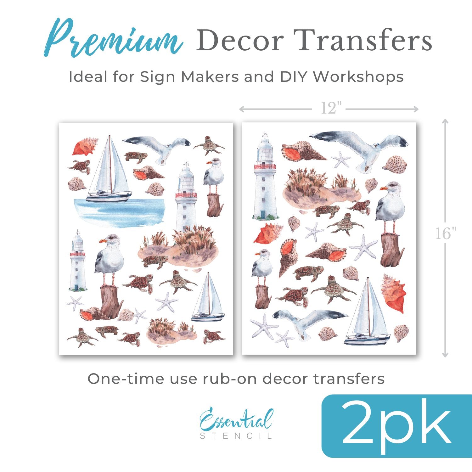 Coastal Charm Rub On Transfer Bundle-Bundle-Essential Stencil