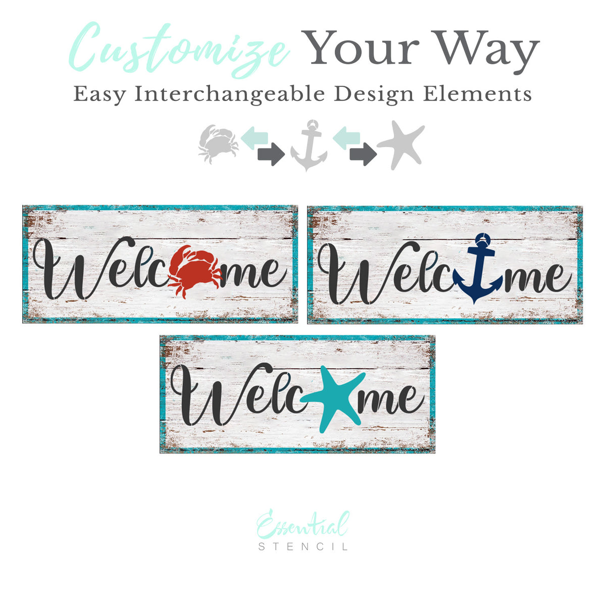 Customizable Coastal Welcome Stencil Set-Summer-Essential Stencil