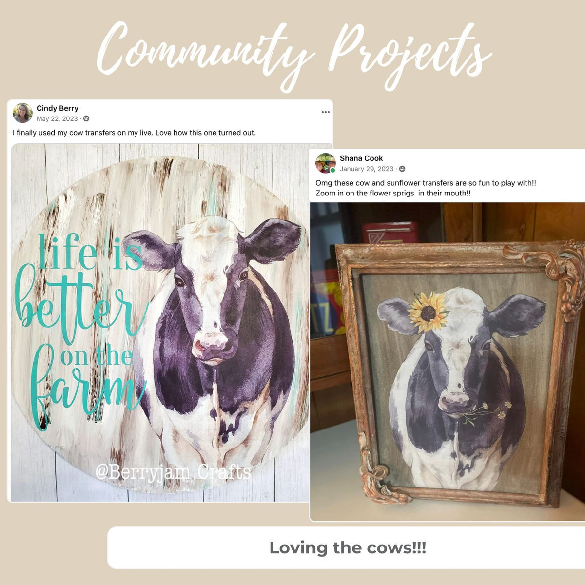 Large Highland and Holstein Cow Rub-on Transfer Set-Rub-on Transfer-Essential Stencil