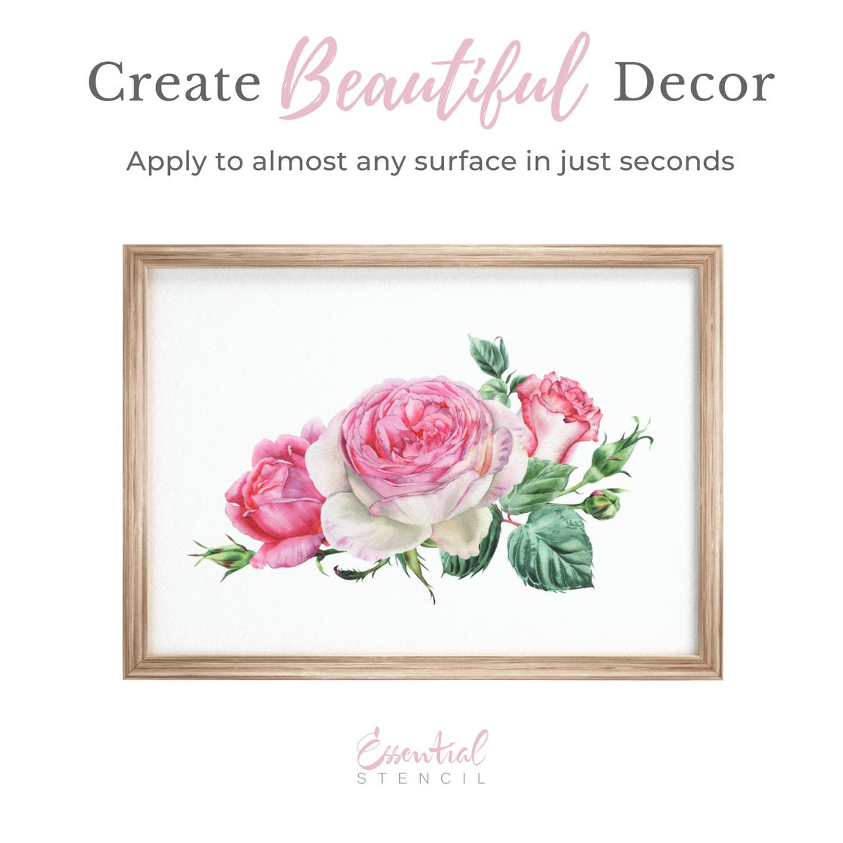 Pink Roses Rub-On Transfer Set-Rub-on Transfer-Essential Stencil