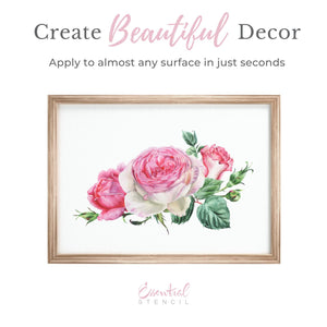 Pink Roses Rub-On Transfer Set-Rub-on Transfer-Essential Stencil