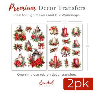 Christmas Lanterns & Candles Rub-on Transfer Set-Rub-on Transfer-Essential Stencil